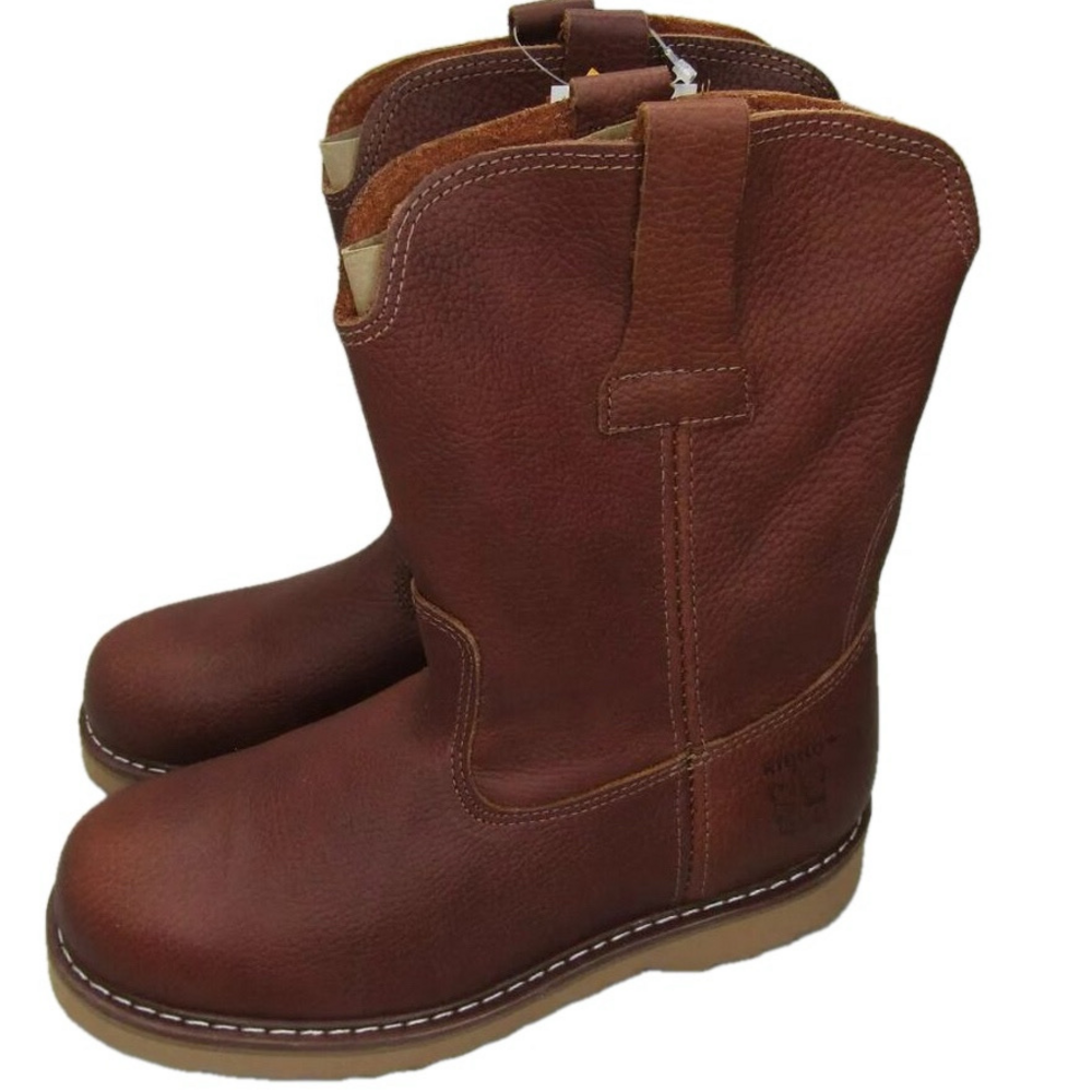 NEW RHINO Mens Wellington Roper Work Boot Leather Cushion Comfort Size 9